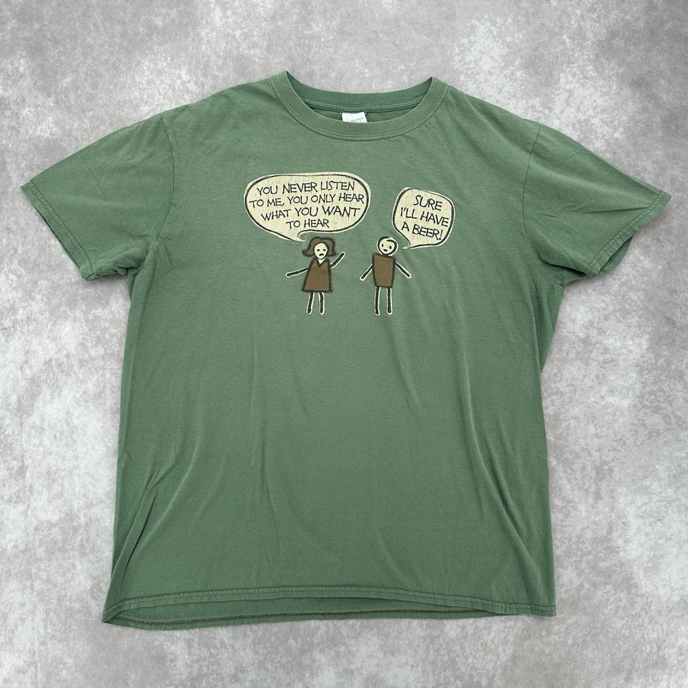 Vintage Gildan You Never Listen To Me Beer T Shirt Men's Large